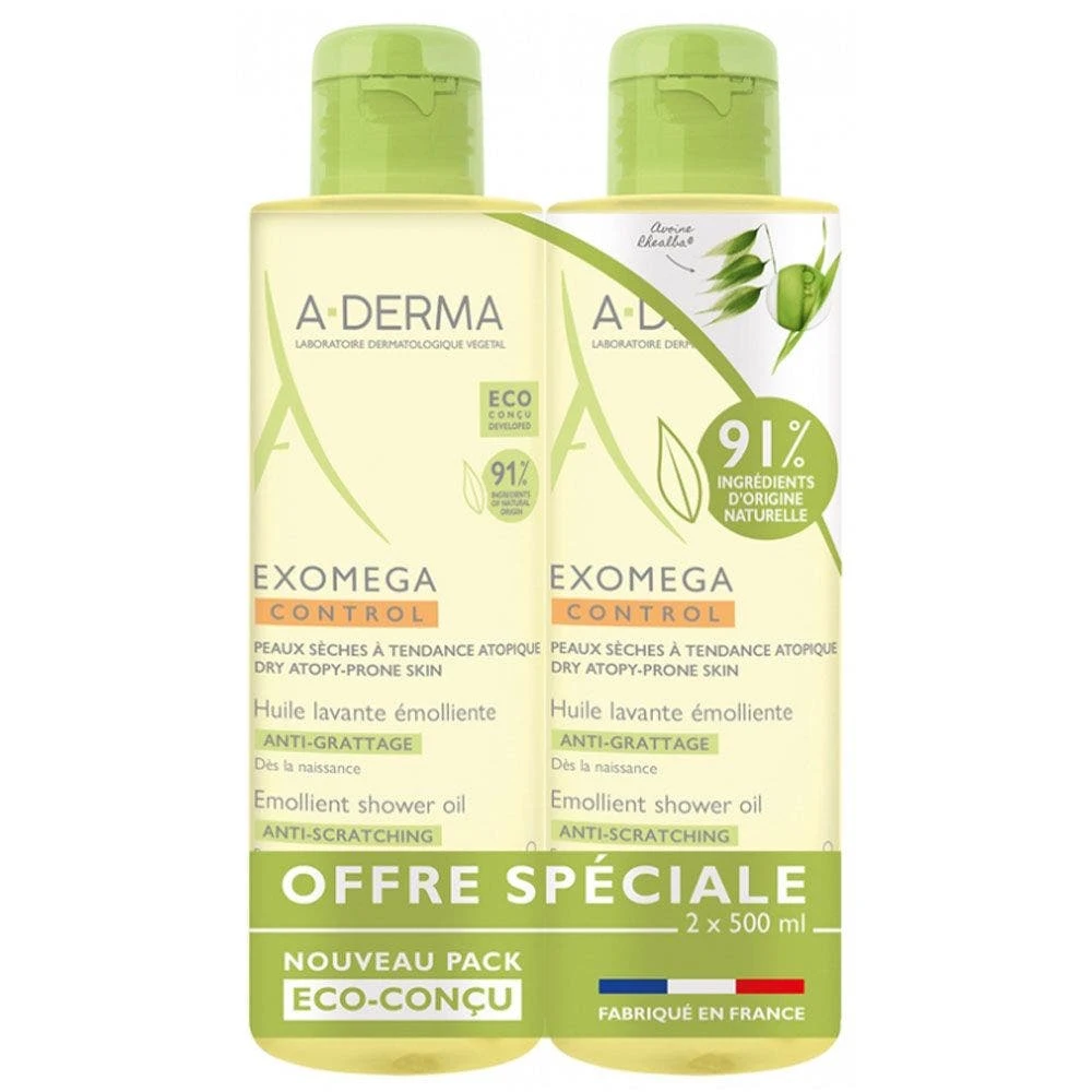 A Derma Olio Detergente Emolliente Biodegradabile 2x500ml Exomega Control A-Derma 1 A Derma Olio Detergente Emolliente Biodegradabile 2x500ml Exomega Control A-Derma