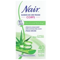 Nair Bendaggi DE CIRE FROIDE Corpo Con Estratti Di ALOE VERA BIOLOGICA 40 Bendaggi Pelle Secca Nair