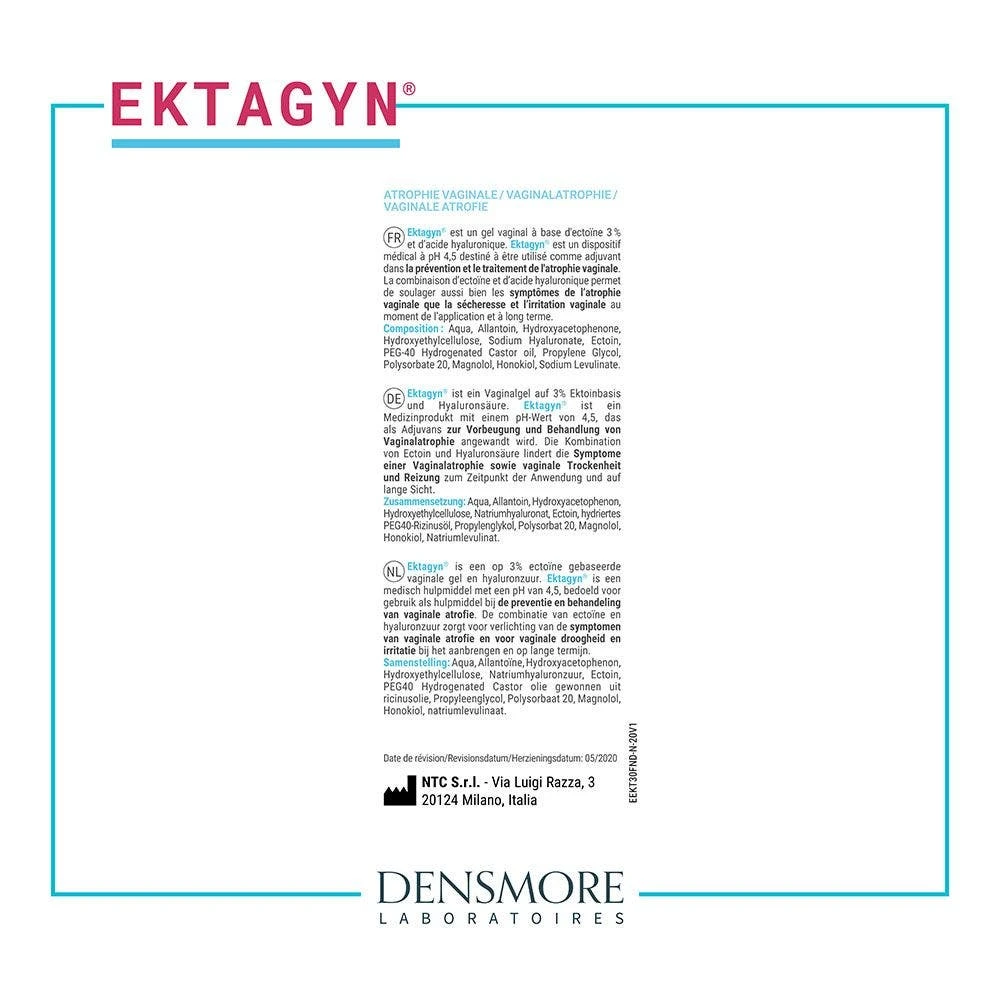 Ektagyn Gel Vaginale Per L'atrofia Vaginale 30ml + 7 Cannule Monouso Gynecologie Con Ectoin Densmore 3 Ektagyn Gel Vaginale Per L'atrofia Vaginale 30ml + 7 Cannule Monouso Gynecologie Con Ectoin Densmore - immagine 3