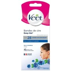 Bendaggi Per La Ceretta Del Viso X40 + 4 Salviette Pelle Sensibile Veet