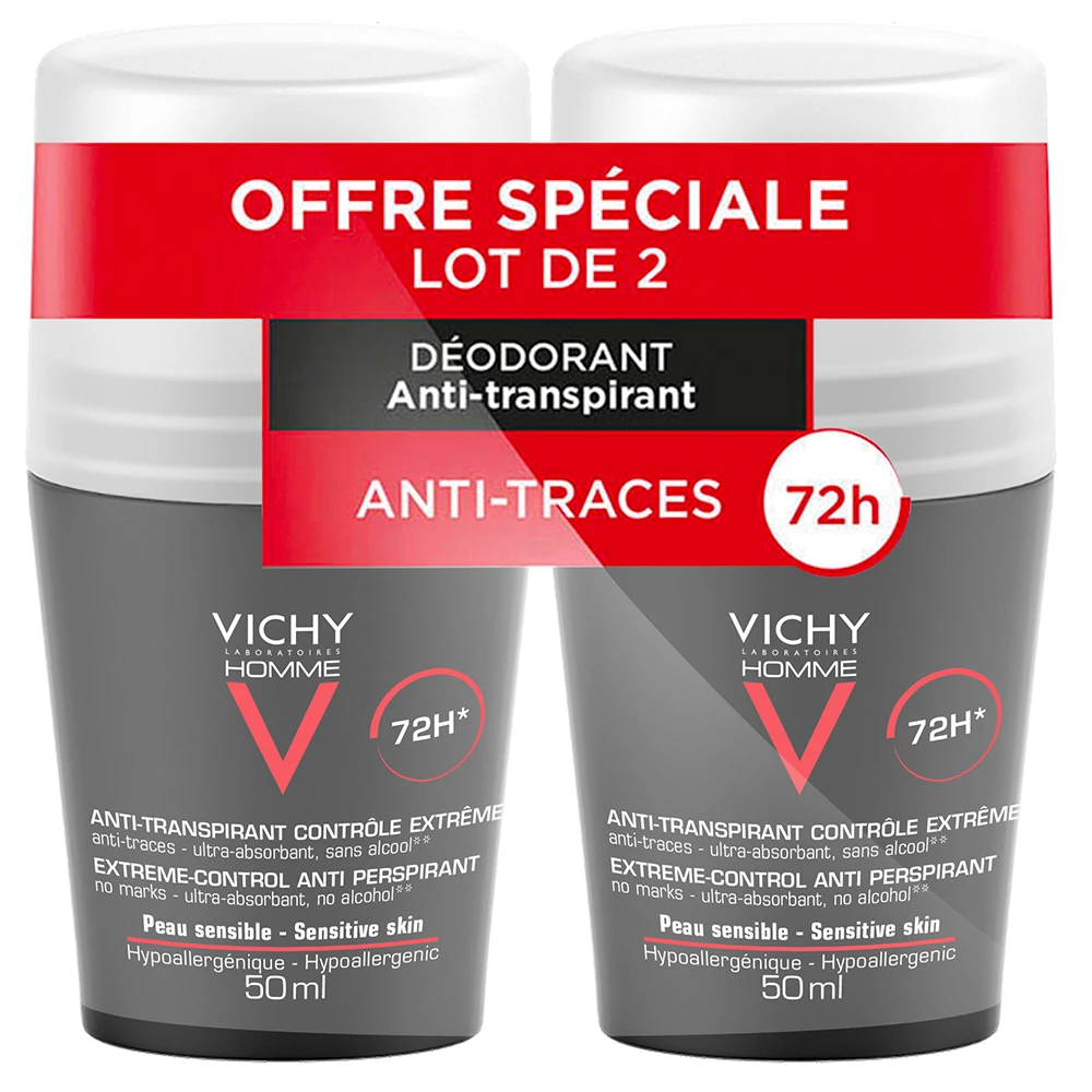 Deodorante Antitraspirante Efficacia 72h Controllo Estremo 2x50ml Déodorant Roll-on Vichy 1 Deodorante Antitraspirante Efficacia 72h Controllo Estremo 2x50ml Déodorant Roll-on Vichy