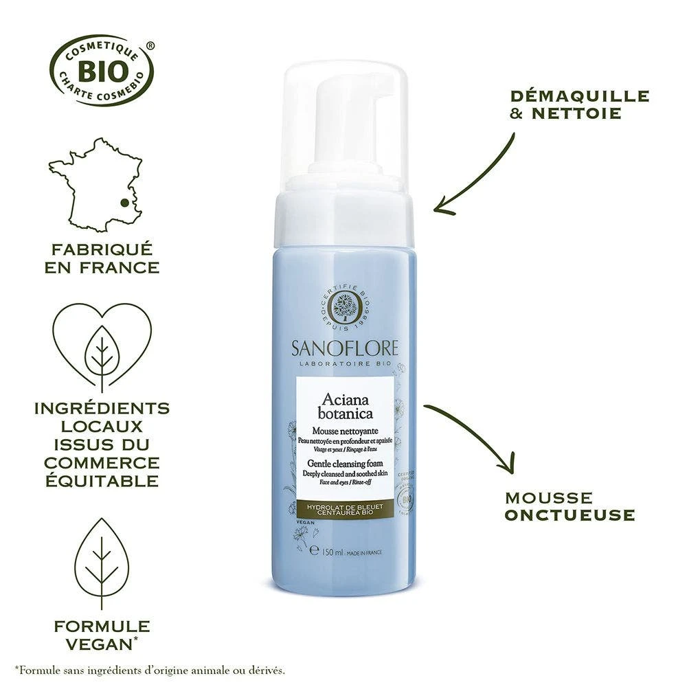 Schiuma Detergente Bio Viso E Occhi 150ml Aciana Botanica Sanoflore 4 Schiuma Detergente Bio Viso E Occhi 150ml Aciana Botanica Sanoflore - immagine 4