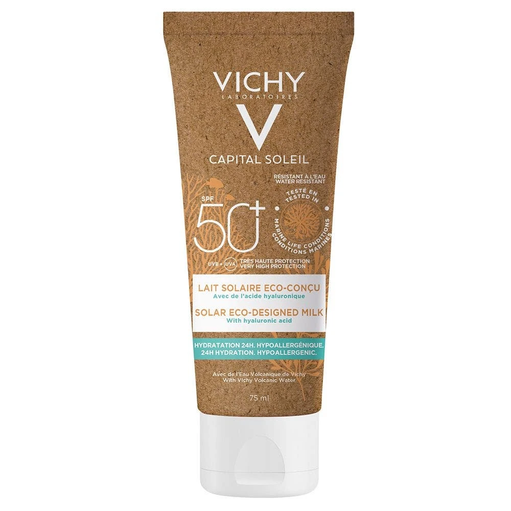 Latte Solare Eco-Sostenibile SPF50+ Formato Viaggio 75ml Capital Soleil Vichy 1 Latte Solare Eco-Sostenibile SPF50+ Formato Viaggio 75ml Capital Soleil Vichy