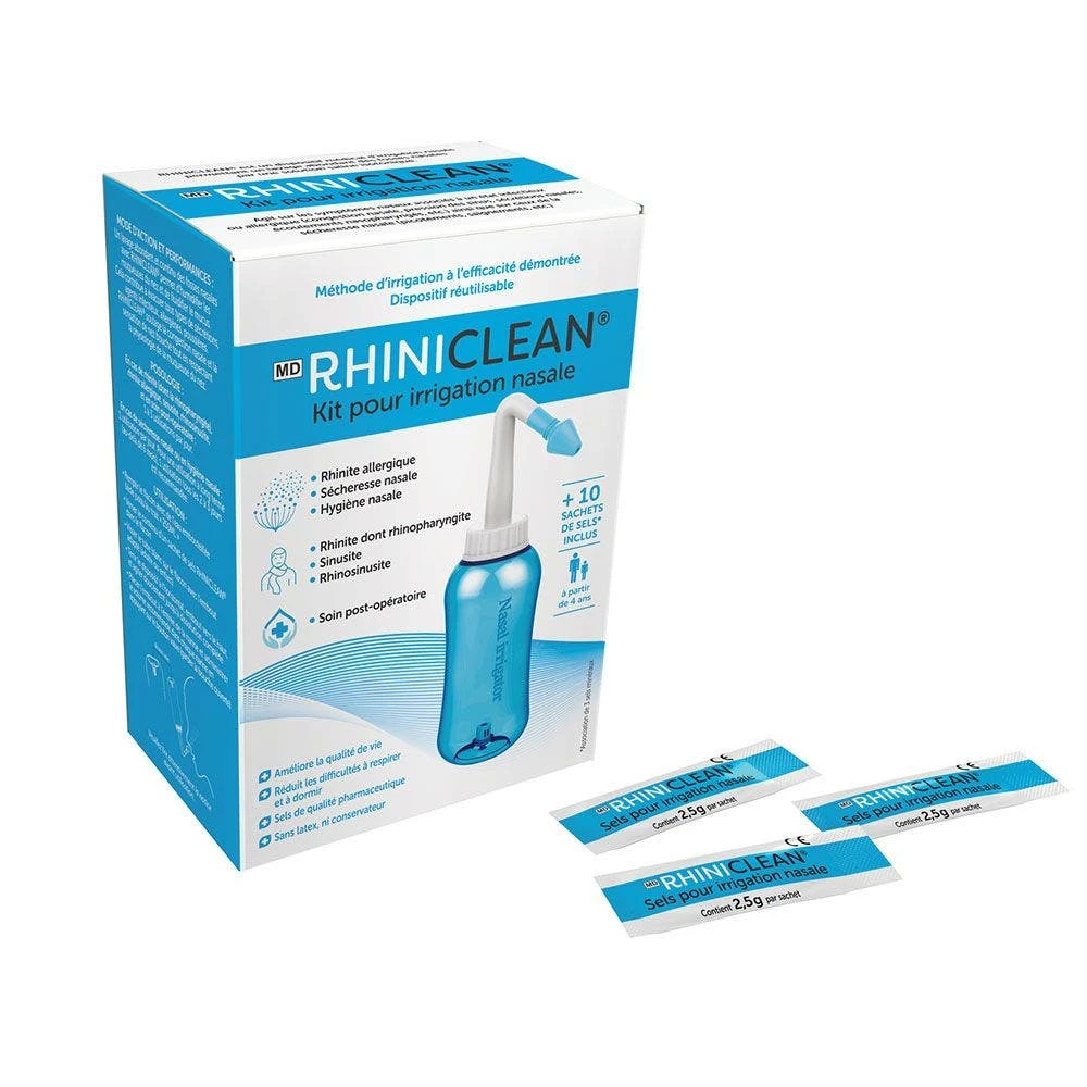 Kit Per L'irrigazione Nasale + 10 Bustine Di Sali Incluse Doccia Nasale Rhiniclean 1 Kit Per L'irrigazione Nasale + 10 Bustine Di Sali Incluse Doccia Nasale Rhiniclean