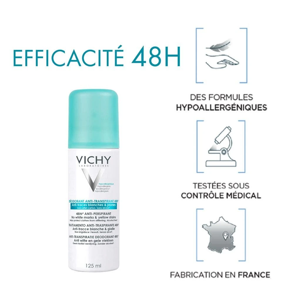 Anti-traspirante Anti-Trace 2x125ml Déodorant Spray Vichy 3 Anti-traspirante Anti-Trace 2x125ml Déodorant Spray Vichy - immagine 3