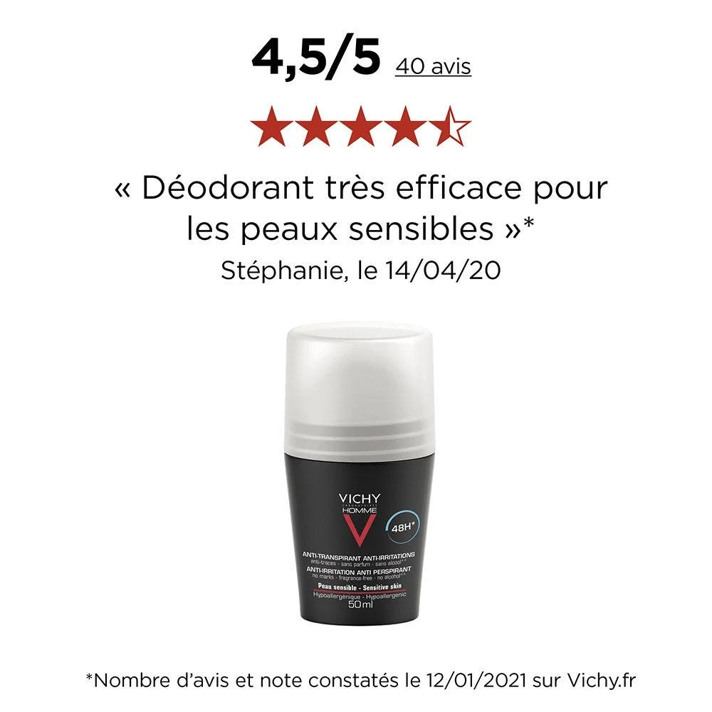 Deodorante Roll-on Antitraspirante 48h Pelli Sensibili 2x50ml Homme Vichy 4 Deodorante Roll-on Antitraspirante 48h Pelli Sensibili 2x50ml Homme Vichy - immagine 4
