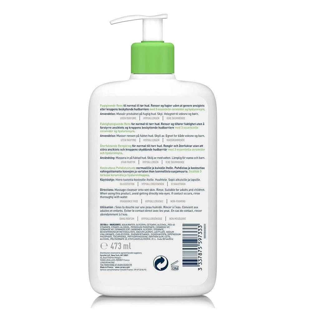 Detergente Idratante Viso E Corpo Pelle Da Normale A Secca 473ml Cleanse Corps Cerave 2 Detergente Idratante Viso E Corpo Pelle Da Normale A Secca 473ml Cleanse Corps Cerave - immagine 2